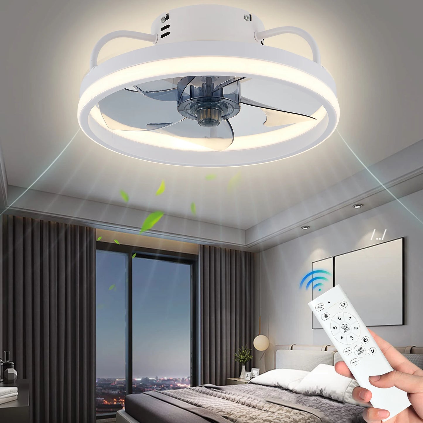 IRALAN ceiling fan fans with light and remote control Bedroom Decor Ventilator Lamp 33cm For Living Dining Room Home Decor