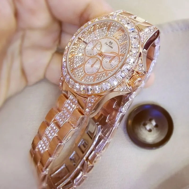 Women Watches Quartz Diamond Luxury Watch Fashion Top Brand Wristwatch Fashion Watch Ladies Crystal Jewelry Rose Gold Watch