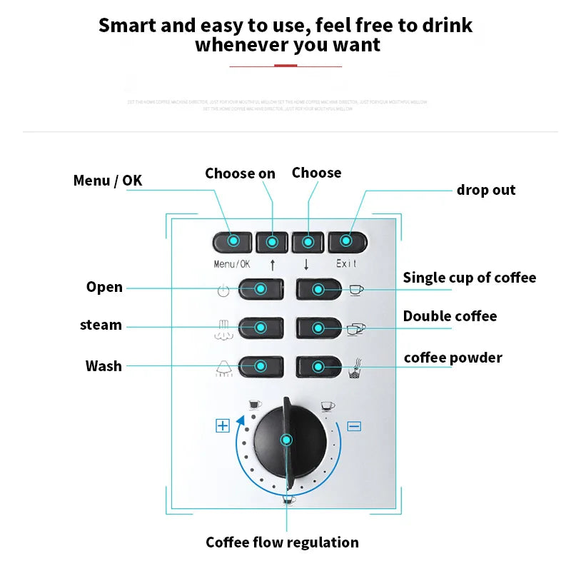 CLT-Q003 Smart Espresso Coffee Machine Automatic Pump-type Coffee Machine, 2-in-1 Grinding Milk Foam Maker 220v