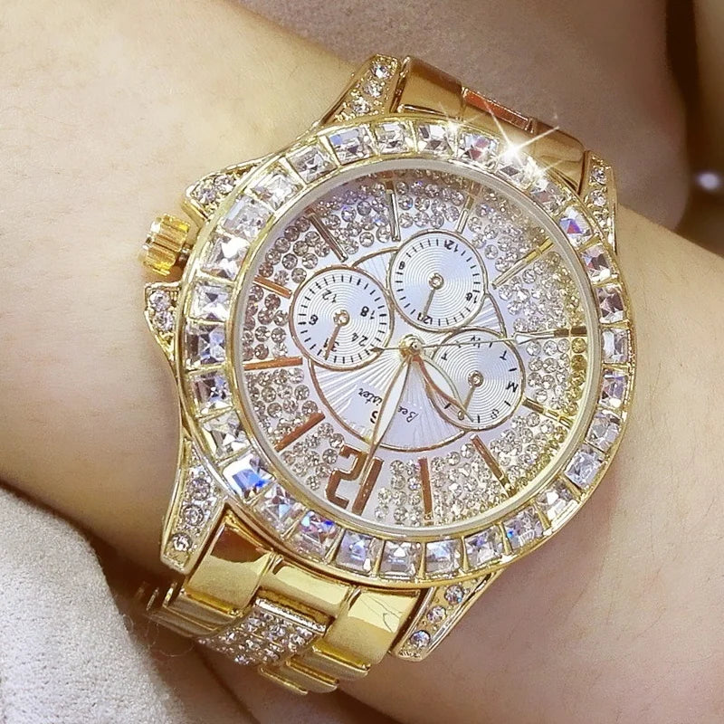 Women Watches Quartz Diamond Luxury Watch Fashion Top Brand Wristwatch Fashion Watch Ladies Crystal Jewelry Rose Gold Watch