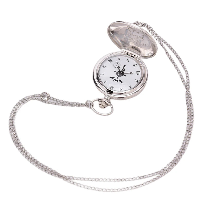 High Quality Full Metal Alchemist Silver Watch Pendant Men's Quartz Pocket Watches Japan Anime Necklace Children Boy