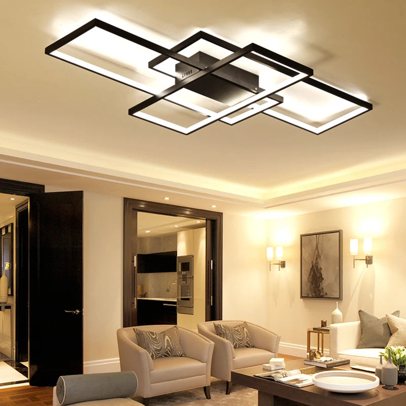 Smart Home Alexa Rectangle Aluminum Modern Led Ceiling Lights For Living Room Bedroom 85-265V White/Black Ceiling Lamp Fixtures