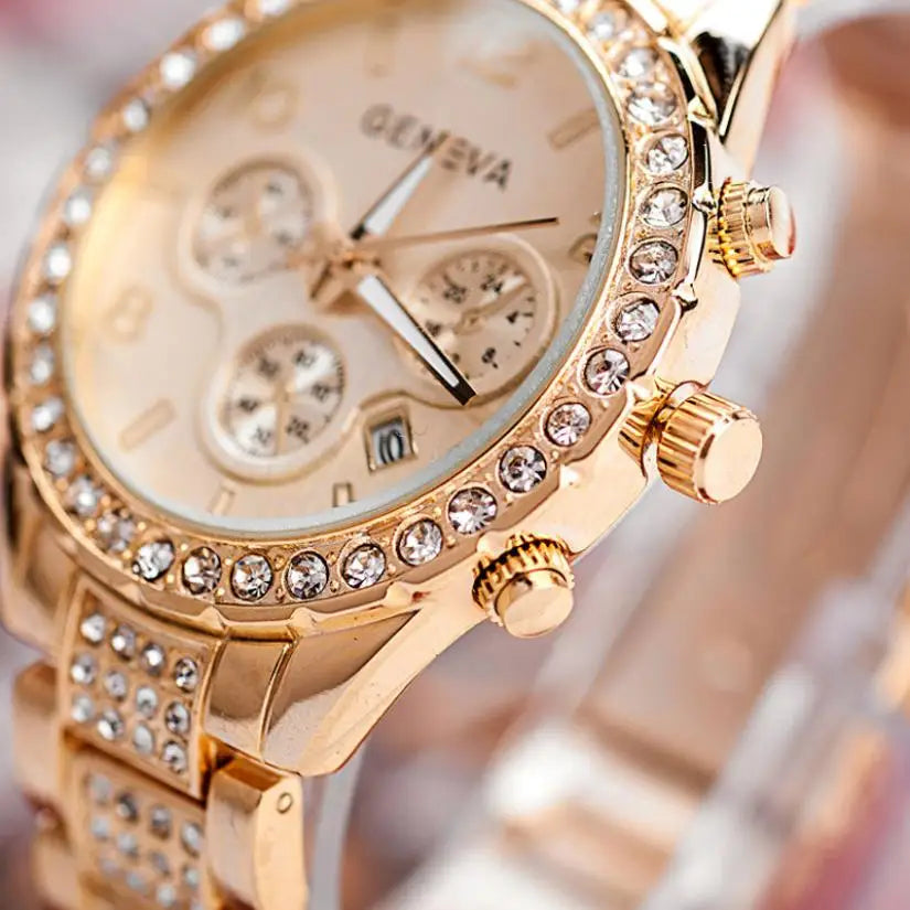 2022 Woman Watch Geneva Watch Women Luxury Rhinestone Rose Gold Watches Fashion Women Dress Watch relogio feminino horloge dames