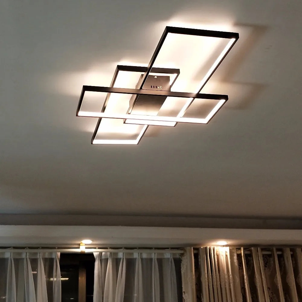 Smart Home Alexa Rectangle Aluminum Modern Led Ceiling Lights For Living Room Bedroom 85-265V White/Black Ceiling Lamp Fixtures