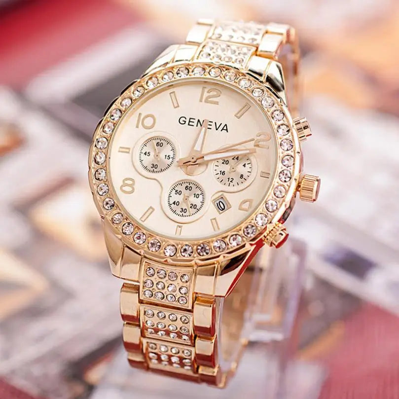 2022 Woman Watch Geneva Watch Women Luxury Rhinestone Rose Gold Watches Fashion Women Dress Watch relogio feminino horloge dames