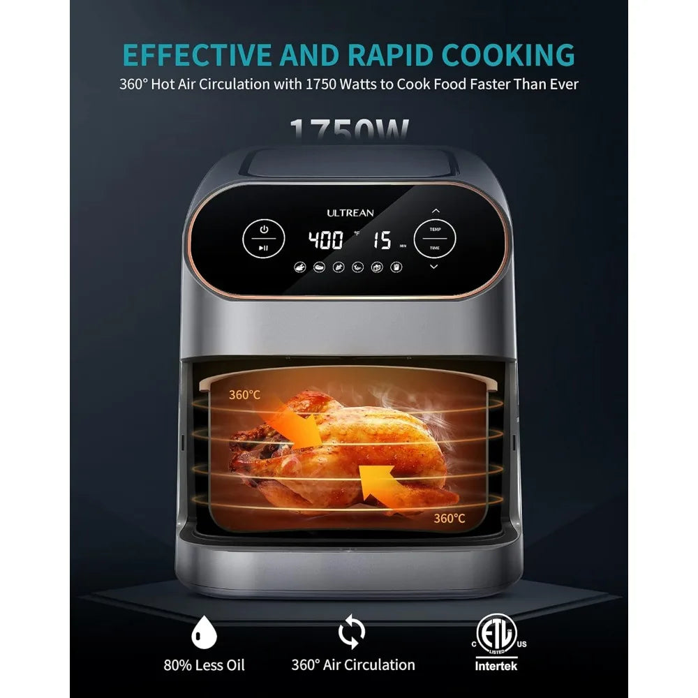 Air Fryer, 9 Quart 6-in-1 Electric Hot XL Airfryer Oven Oilless Cooker, Large Family Size LCD Touch Control Panel