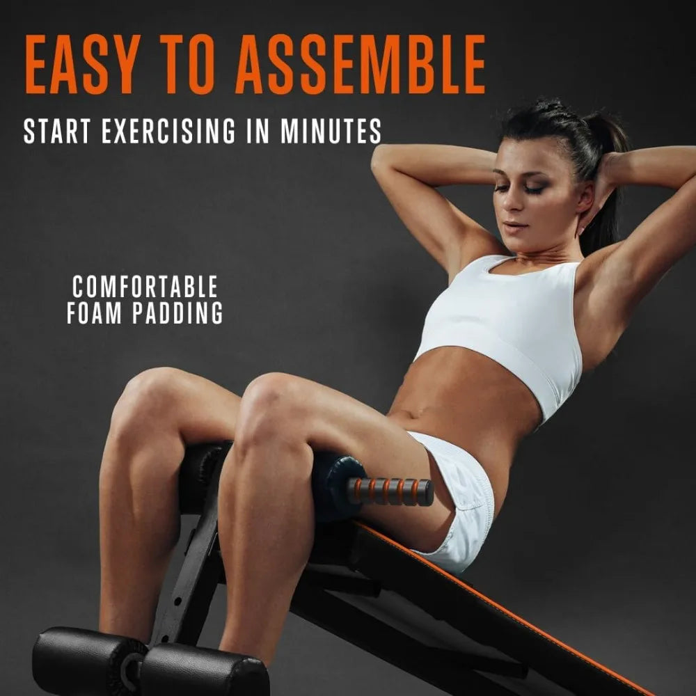 Sit Up Bench for Abs: Abdominal Bench with Handrail, Five Adjustment Levels - Home Gym Workout Equipment for Core Muscles