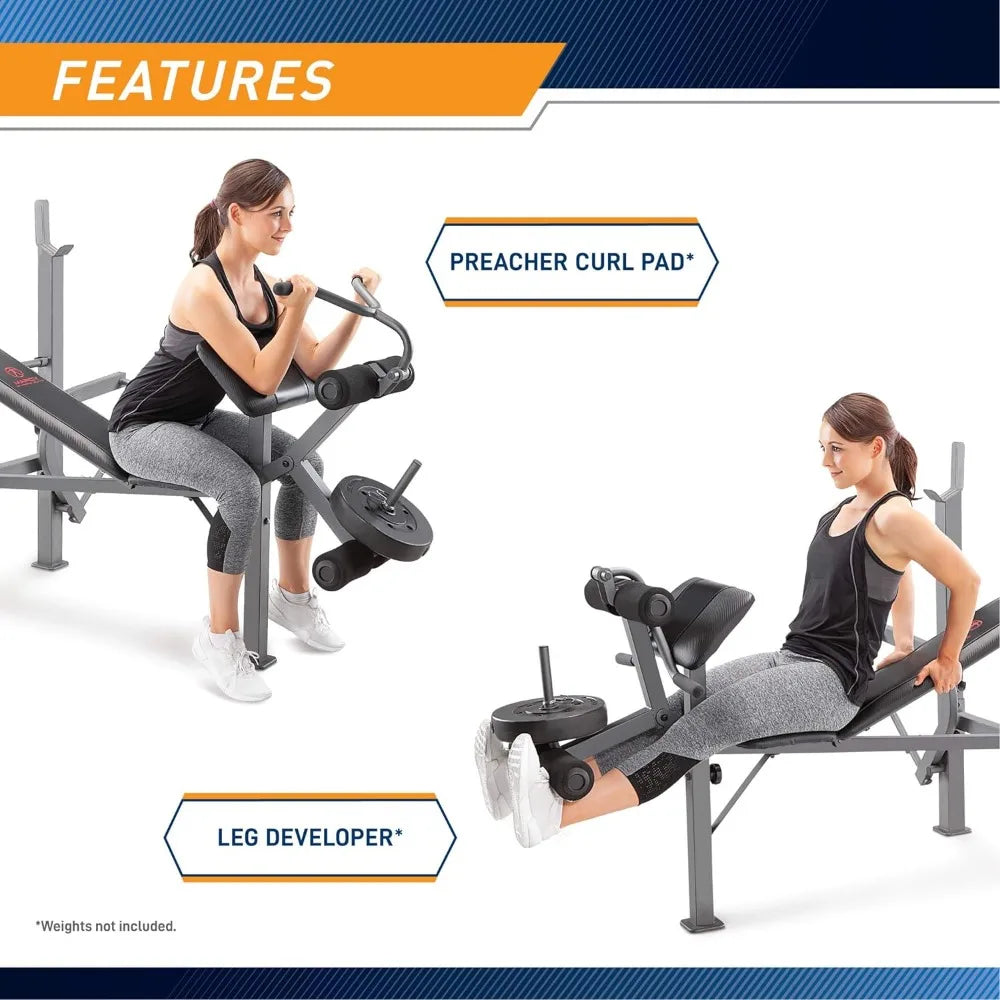 Standard Weight Bench Incline with Leg Developer and Butterfly Arms, Multifunctional Workout Equipment