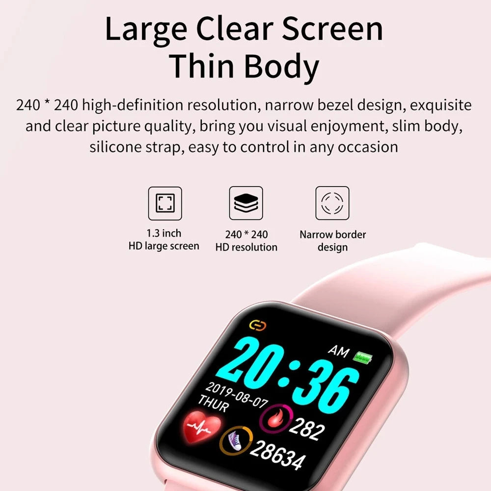 2024 Smart Watch Kids Bluetooth Fitness Tracker Macaron Smartwatch for Men Women Blood Pressure Smart Bracelet for Android IOS