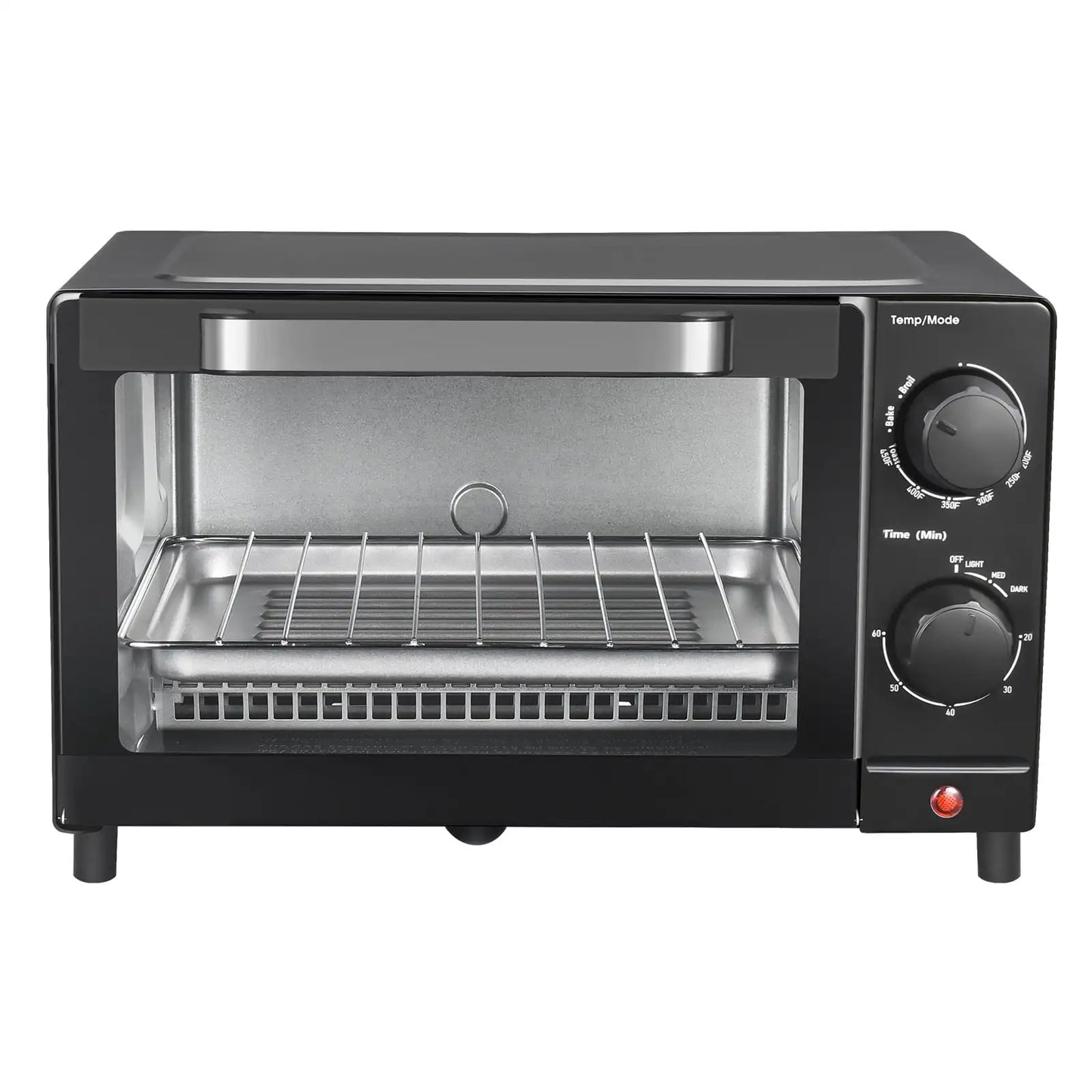 4 Slice Toaster Oven with 3 Setting Baking Rack and Pan Black New