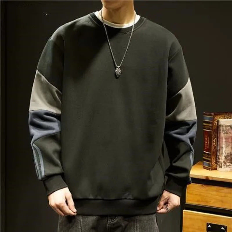 Sweatshirts for Man Top Loose Hoodieless Black Men's Clothing T-shirt Pullover Emo Free Shipping Offers Streetwear Simple Winter