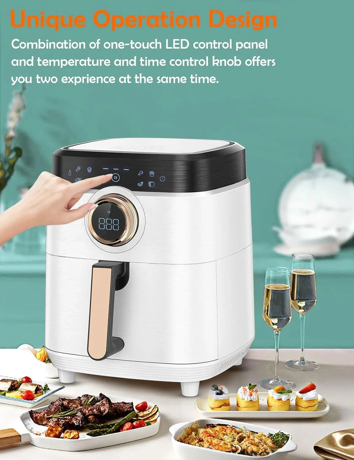 Air Fryer, Airfryer Oven 8QT Large Air Fryer 1700W 8-in-1 with Touch Screen Air Fryers Dishwasher Safe Nonstick Tray Fre