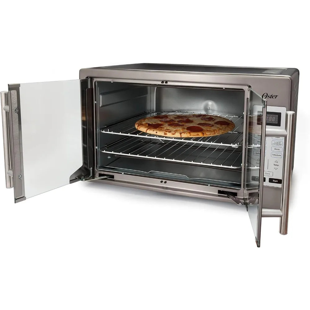 Convection Oven, 8-in-1 Countertop Toaster Oven, XL Fits 2 16" Pizzas, Stainless Steel French Door