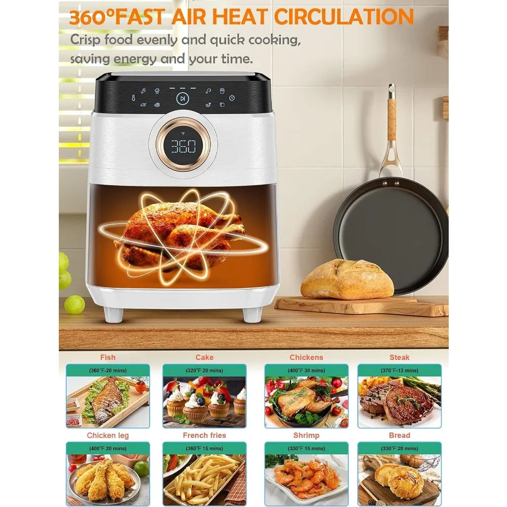 Air Fryer, ALLCOOL Airfryer Oven 8QT Large 1700W 8-in-1 with Touch Screen Air Fryers Dishwasher Safe Nonstick Basket