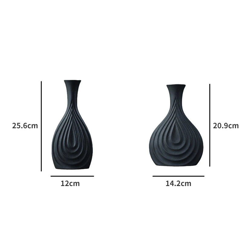 Creative Black Ceramic Vase Simple Nordic Flower Pot Art Decor Home Decoration Accessories Office Living Room Interior Decor