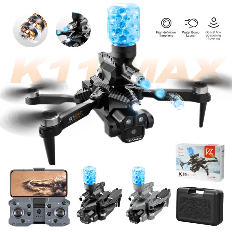 RC Quadcopter Capable of Launching Water Bombs Drone Optical Flow Three Camera Four Axis Aircraft Combat RC Plane Toys Gift Boys