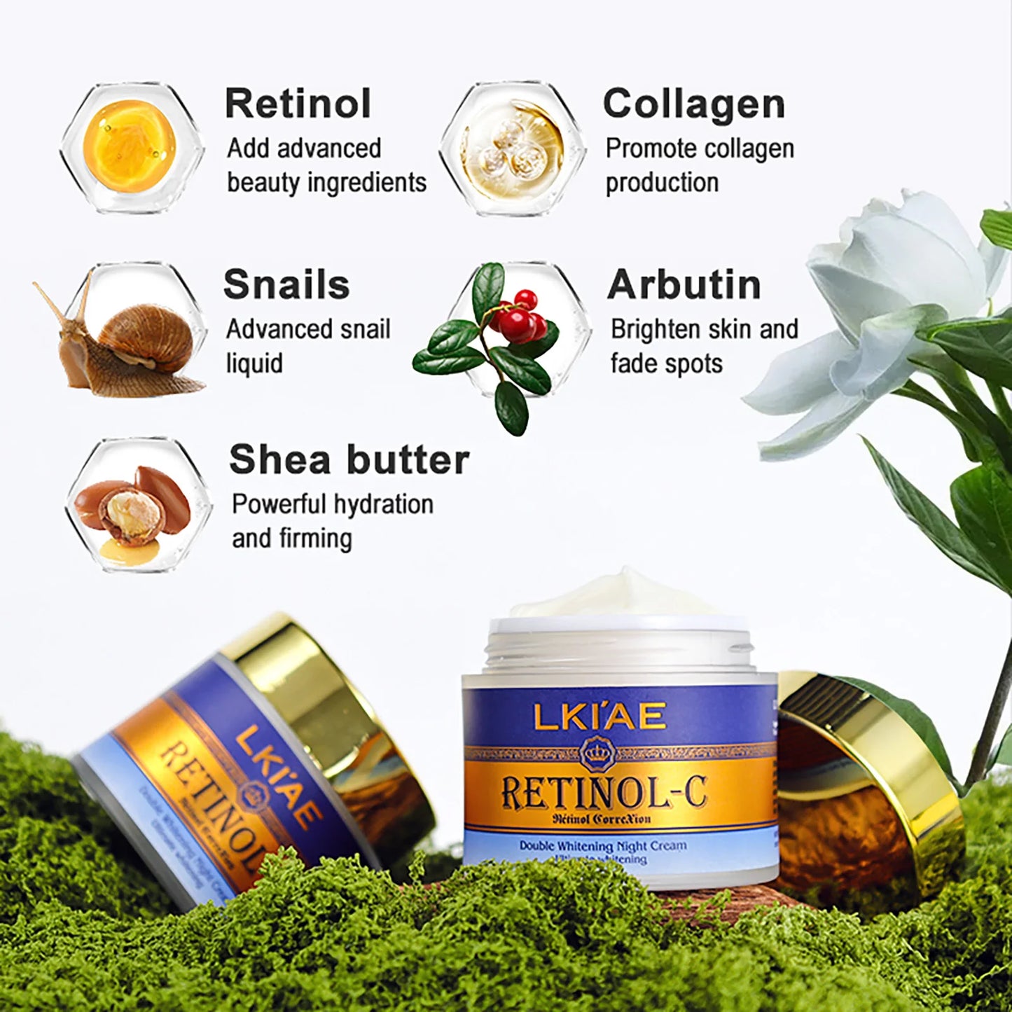 High Quality Hyaluronic Acid Snail Moisturizer Vegan Facial Cream Skin Tightening Anti Aging Night Creme Organic Face Cream Set