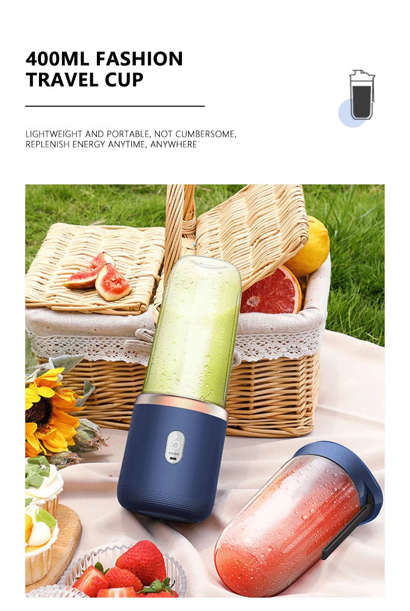 Electric Blender Juicer Portable Fruit Milkshake Cup Juicer 6 Blades Mini Automatic Strawberry Mango Smoothie Blender Machine