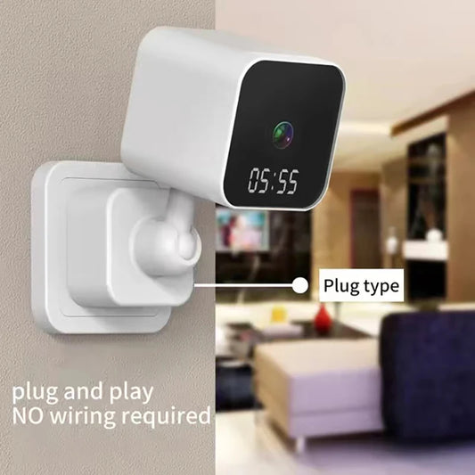 Tuya WiFi Surveillance Camera EU&US Plug Design Home Clock Video Recorder Graffiti Smart HD Camera Vlogging Camera Action Camera