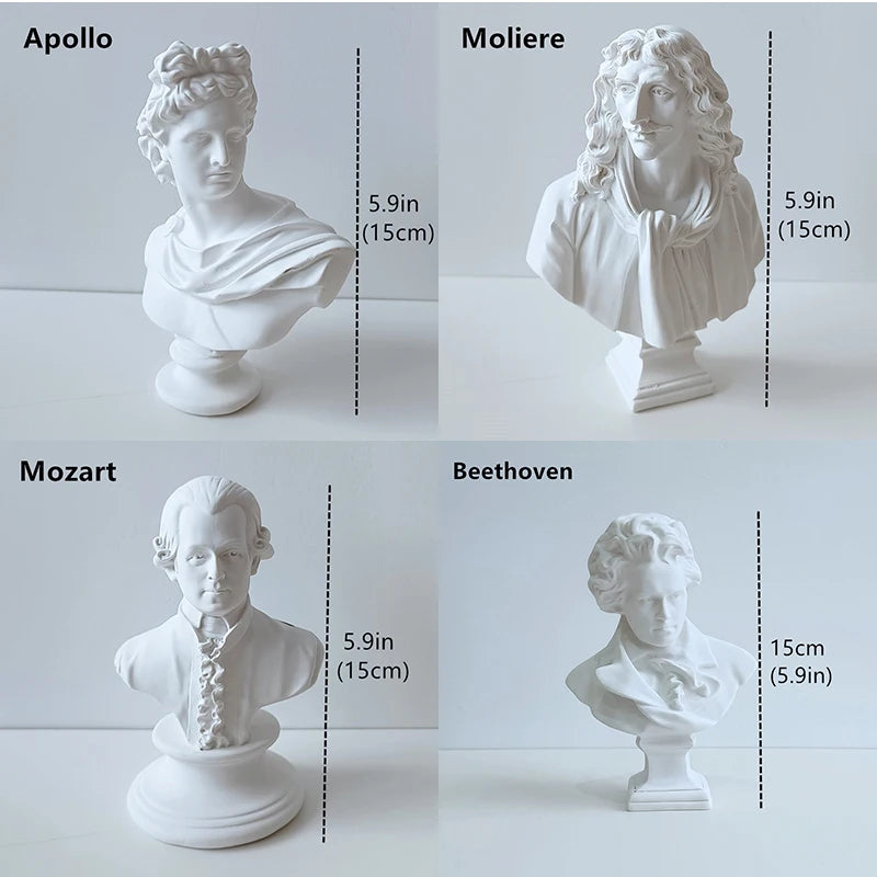 Decorative Statue For Living Room Sculpture Art Resin Figures For Decoration Desktop Bookcase Ornaments Home Beethoven Apollo