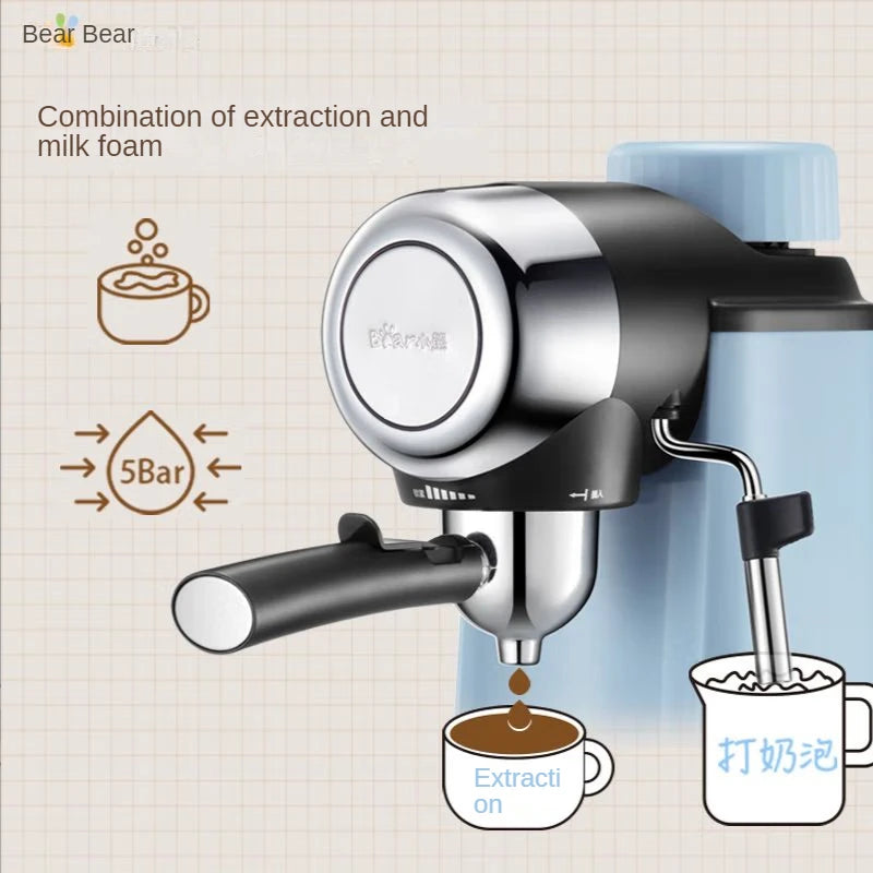 Coffee Machine Household Italian Semi-automatic Pump-pressed Milk Froth KFJ-A02N1 Portable Espresso