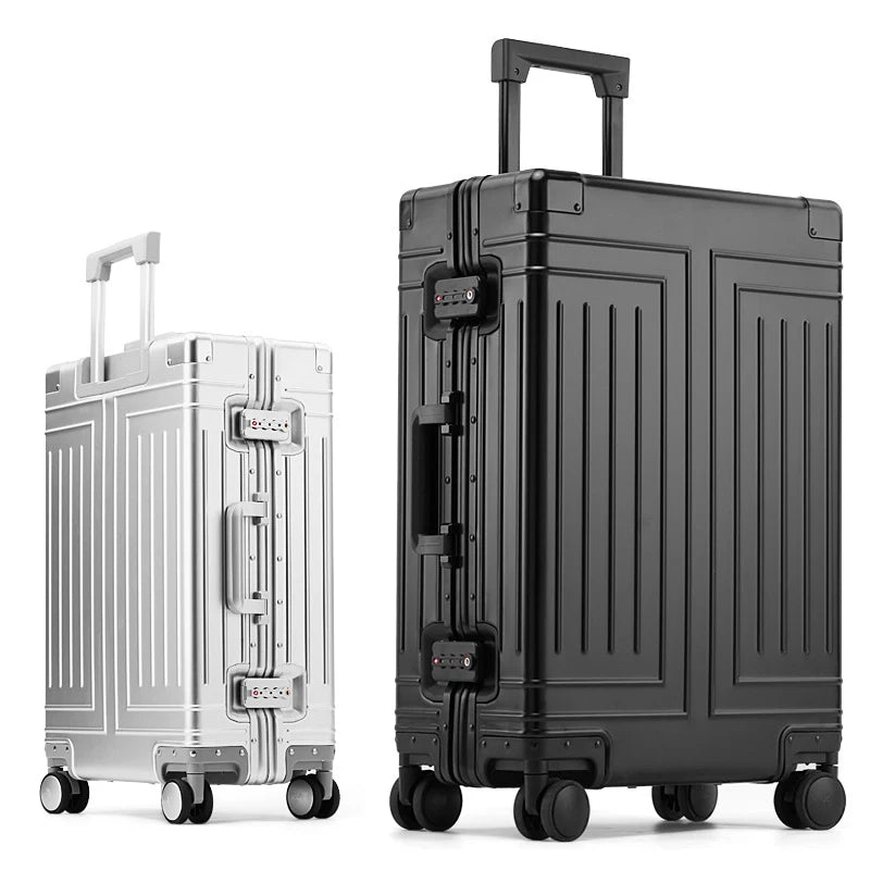 20"24"26"30" Inch Aluminum Trolley Suitcase Waterproof Metallic Cabin Luggage Trolly Bag Aluminium Travel Suitcase With Wheels