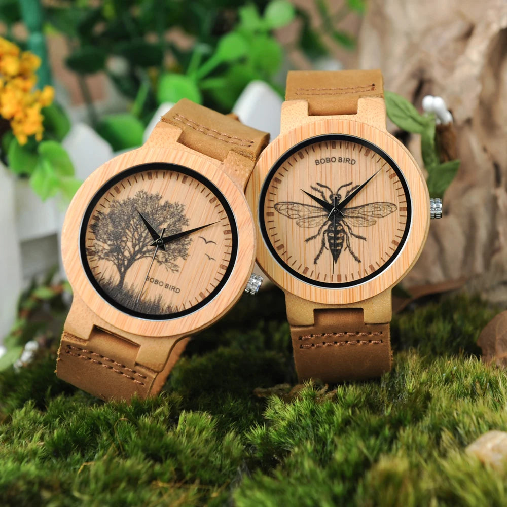 BOBO BIRD Wooden Watches Men Lifelike Special Design UV Print Dial Face Bamboo relogio masculino Gifts Timepieces C-P20 Custom