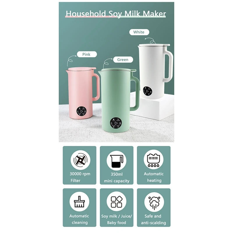 Soymilk Maker Food Blender Electric Juicer Grain Grinder Soya Bean Milk Machine Filter-Free Mixer