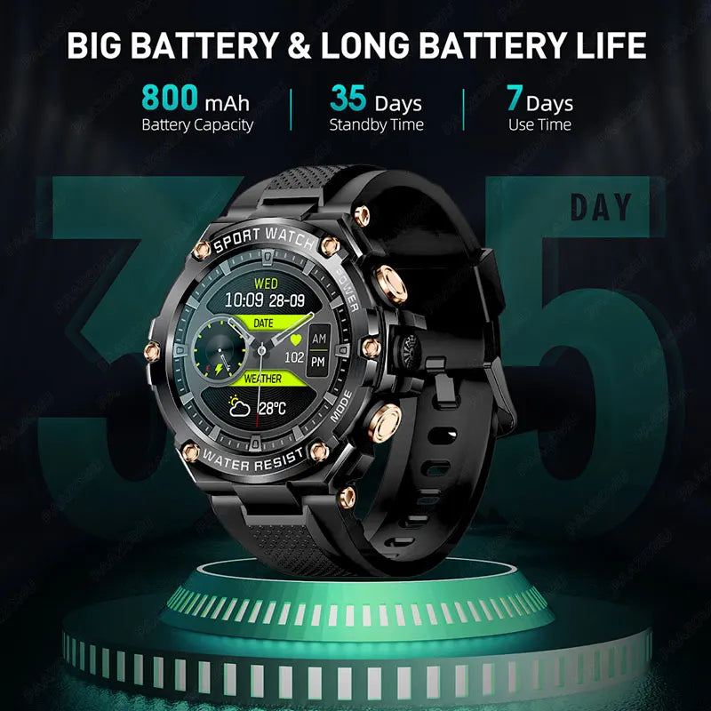 Outdoor Sport Smart Watch Men 800mAh Long Life Battery Bluetooth Call IP68 Waterproof Fitness Tracker SmartWatch For Android ios