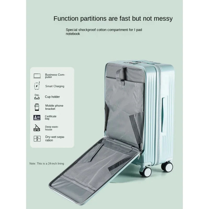 Suitcase Luggage 20 22 24 26 Inch Front Opening Men's and Women's Multifunctional Password Lock Travel Suitcases with Wheels