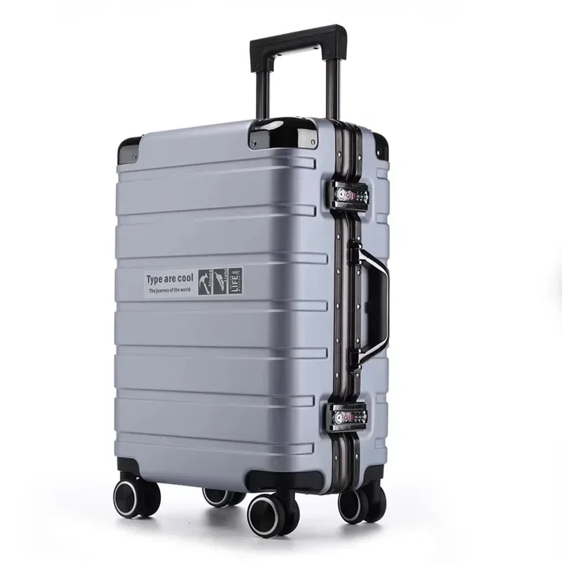 2023 Aluminum Frame Rolling Luggage Neutral Both Men Women Travel Suitcase Universal Wheel Password Boarding Suitcase