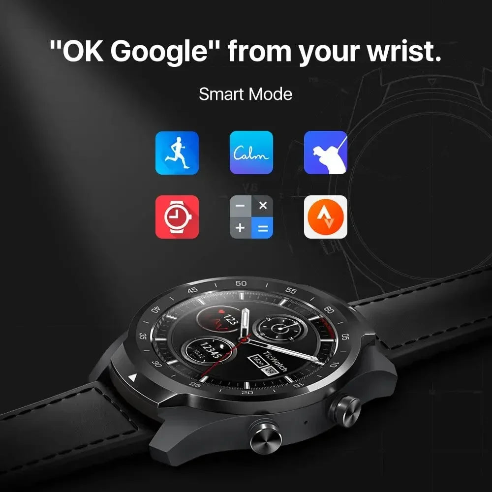 Ticwatch Pro Wear OS 512M Watch for iOS Android Dual-display Google Payment Built-in GPS IP68 Waterproof 95New Refurbished Watch