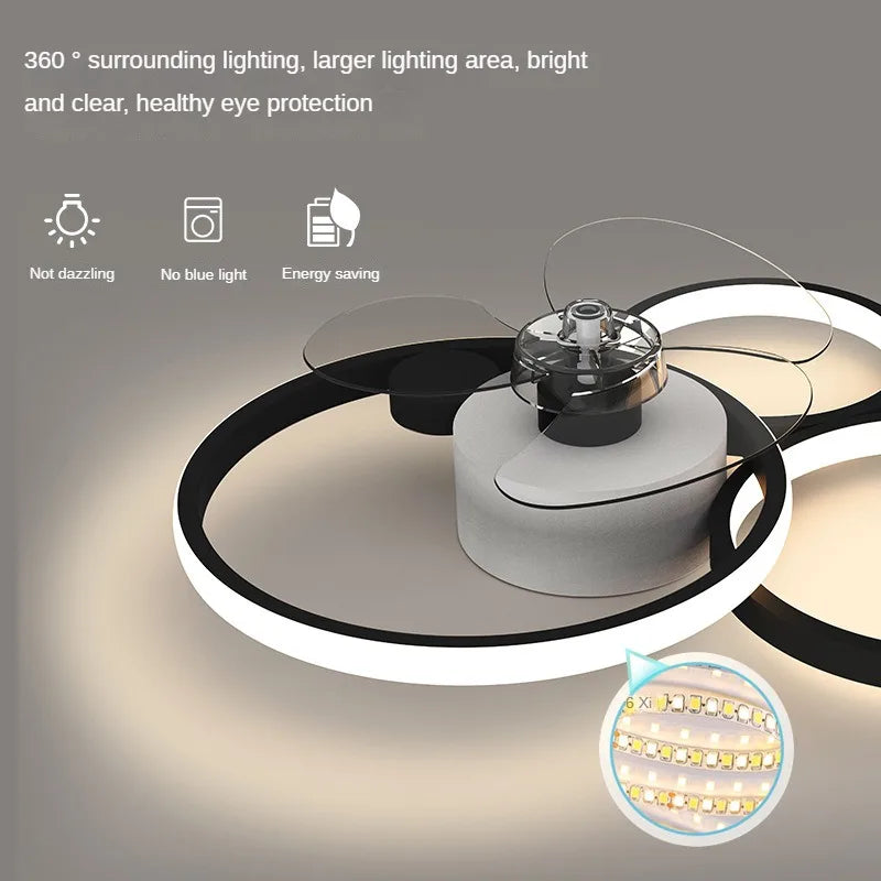 Modern Simple Led Ceiling Lamp With Smart Quiet Fan For Bedroom Restaurant Living Room Remote Control Light Home Decor Fixture