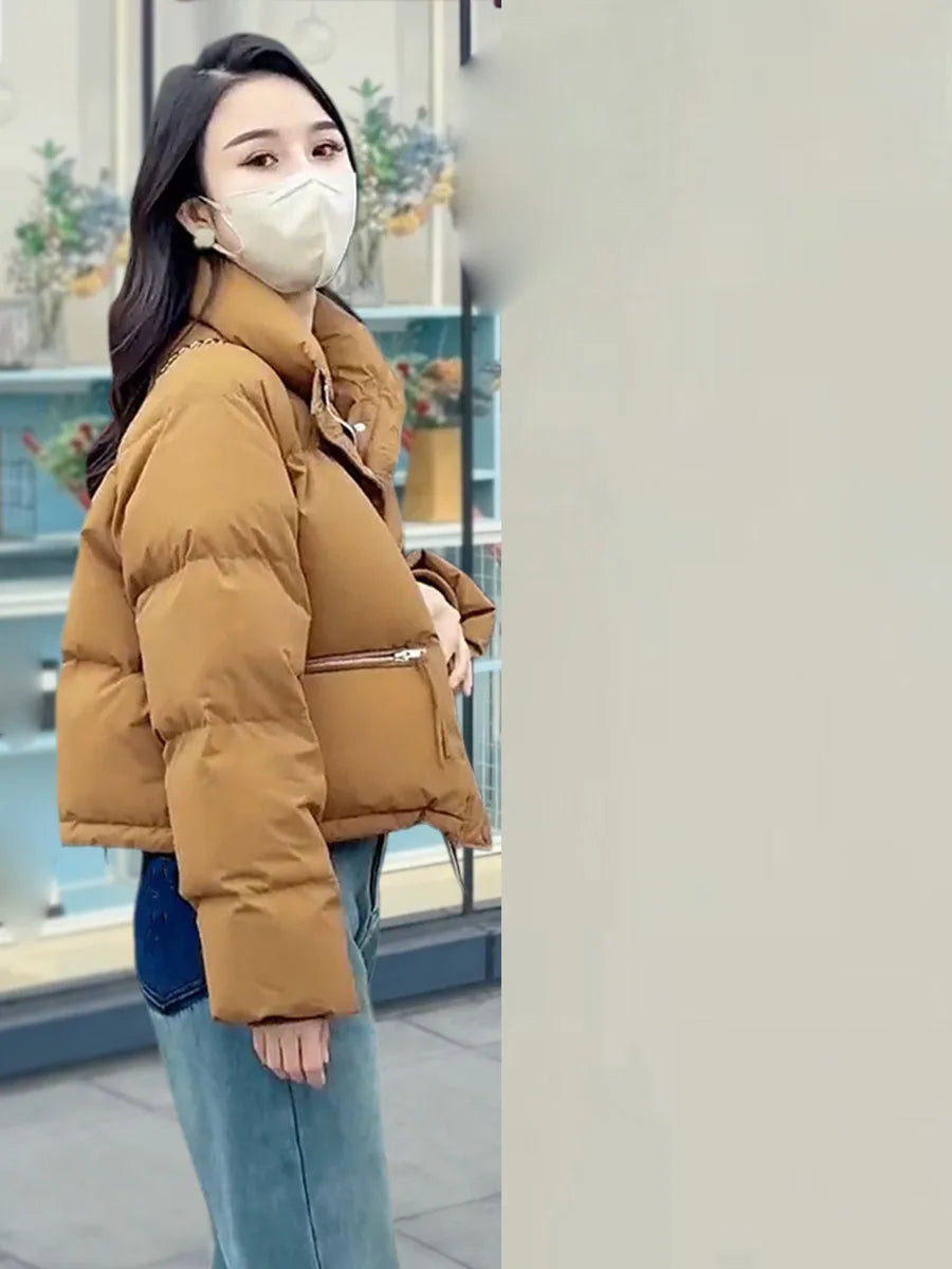 Women's Clothing Fashion versatile short down jacket coat Winter New  S2