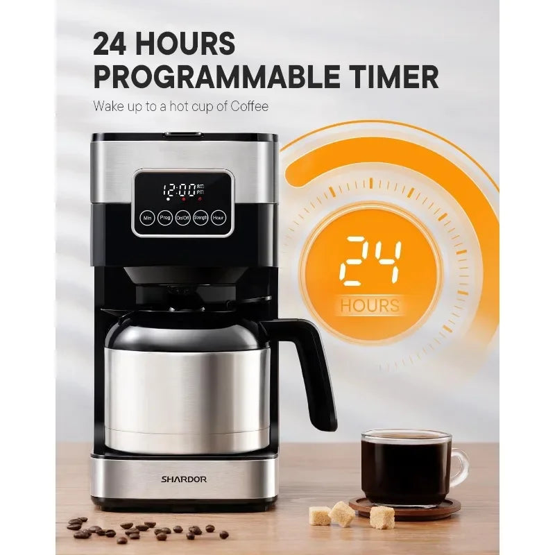 SHARDOR Programmable Coffee Maker with 8-Cup Thermal Carafe, Touch-Screen Drip Coffee Machine with Timer, Regular