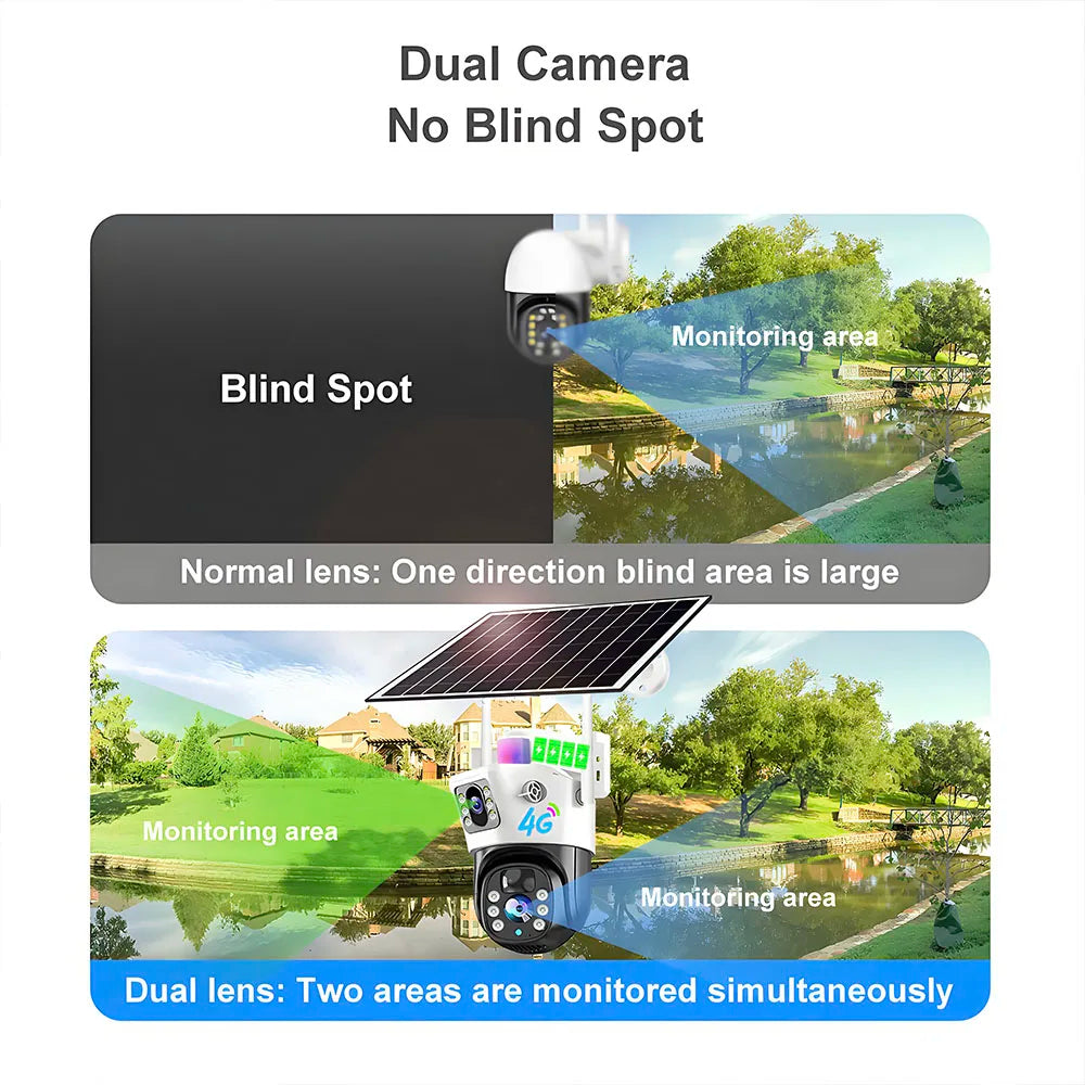 Solar Camera 4G SIM Card Wifi Surveillance Outdoor 4K 8MP 360 Wireless Night Vision Cctv Security Protection Ip Cameras