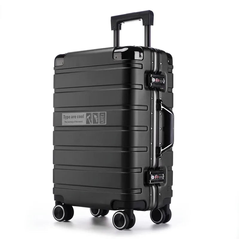 Aluminum Frame Rolling Luggage Neutral Both Men Women Travel Suitcase Universal Wheel Password Boarding Suitcase