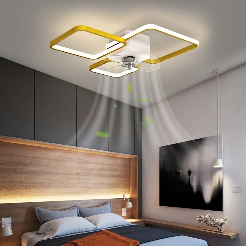 Modern Simple Led Ceiling Lamp With Smart Quiet Fan For Bedroom Restaurant Living Room Remote Control Light Home Decor Fixture