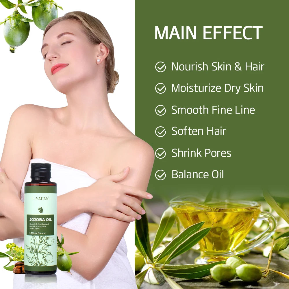 100ml Jojoba Oil Skin Moisturizing Body Massage SPA Smooth Nail Care Natural Organic Carrier Oil Beauty Health