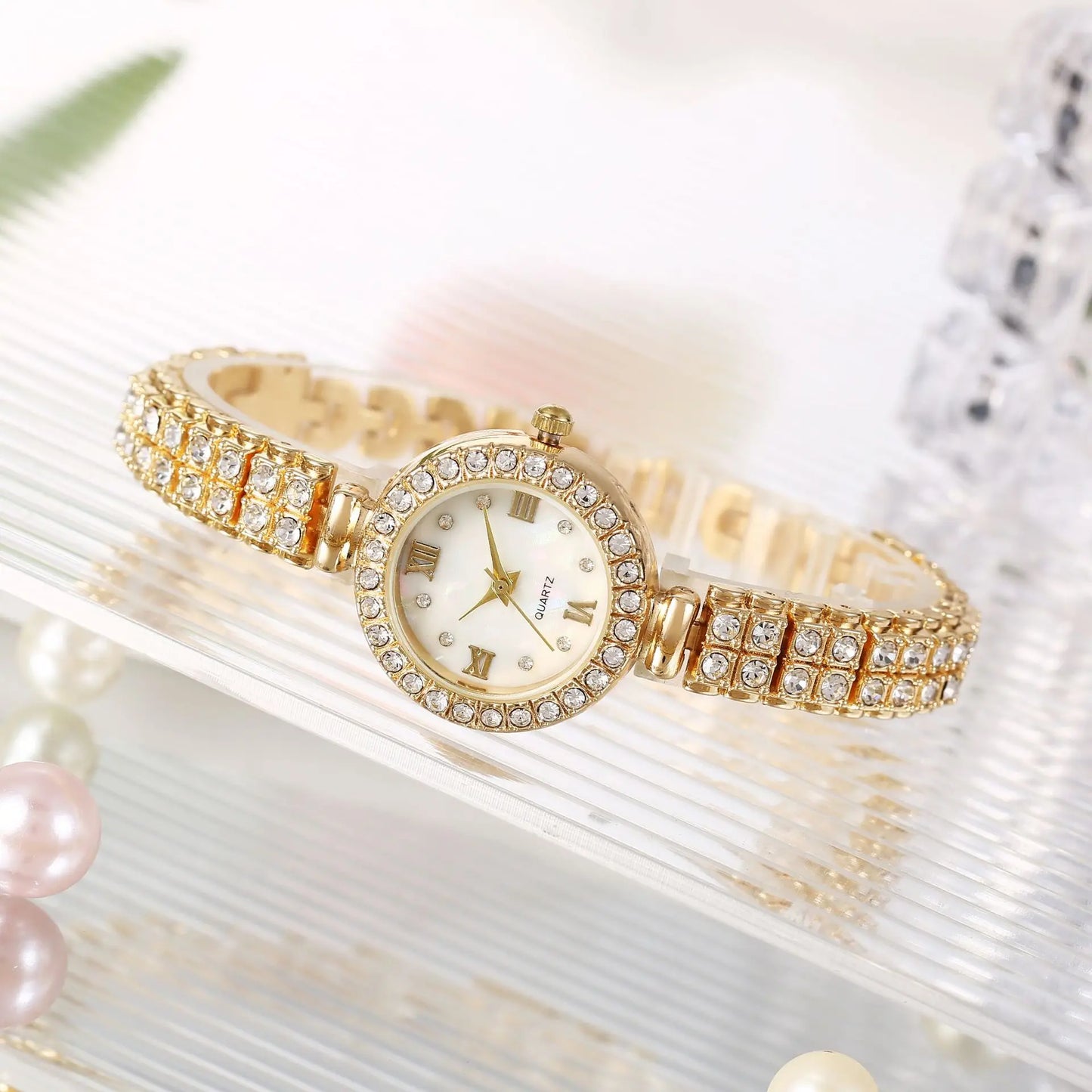 UTHAI W47 Fashion Light Luxury Temperament Women's Watch Round Diamond Clock Ladies  Jewelry Versatile Wristwatch