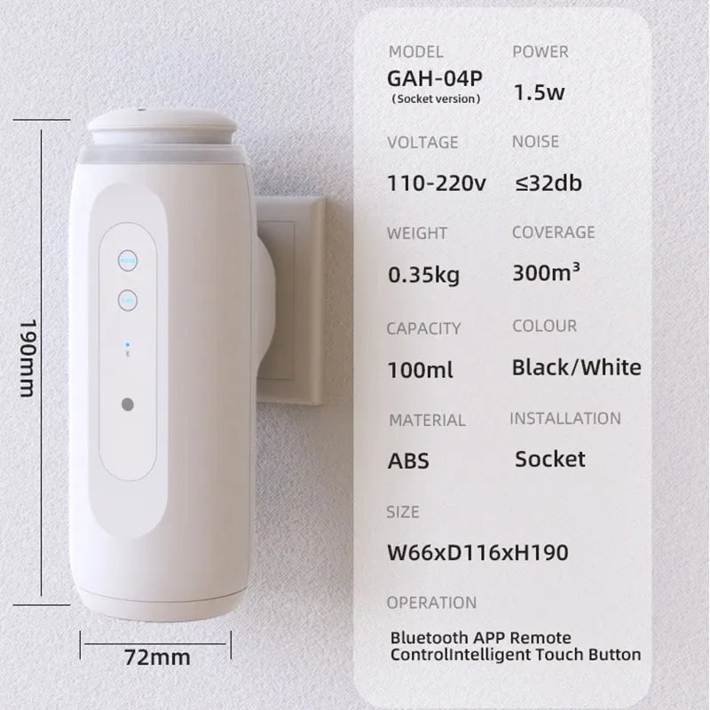 Portable Smart Diffuser Up to 300m³ Coverage Plug In Oil Diffuser For Essential Oils For Home Toilet Office Low Noise 32db