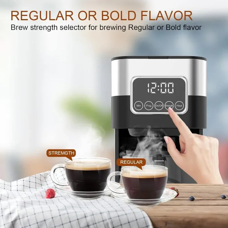 BOSCARE 10-Cup Programmable Coffee Maker: Drip Coffee Maker, Mini Coffee Machine with Auto Shut-off, Strength Control