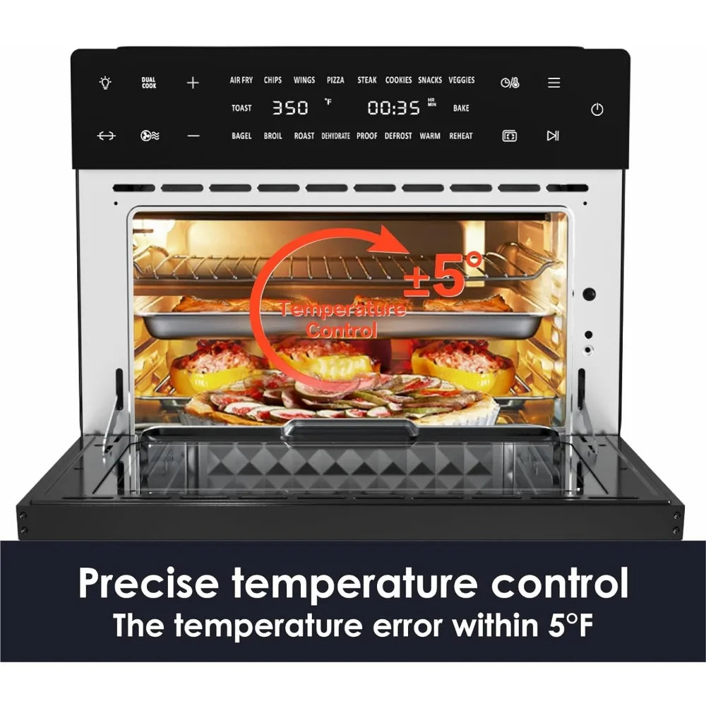 32 QT Digital Toaster Oven Air Fryer Combo, 19-in-1 Smart Airfryer, 6 Accessories, 1800W