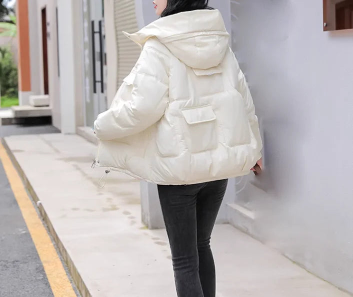 Women's Clothing Fashion Hooded loose short down coat Winter New  S2