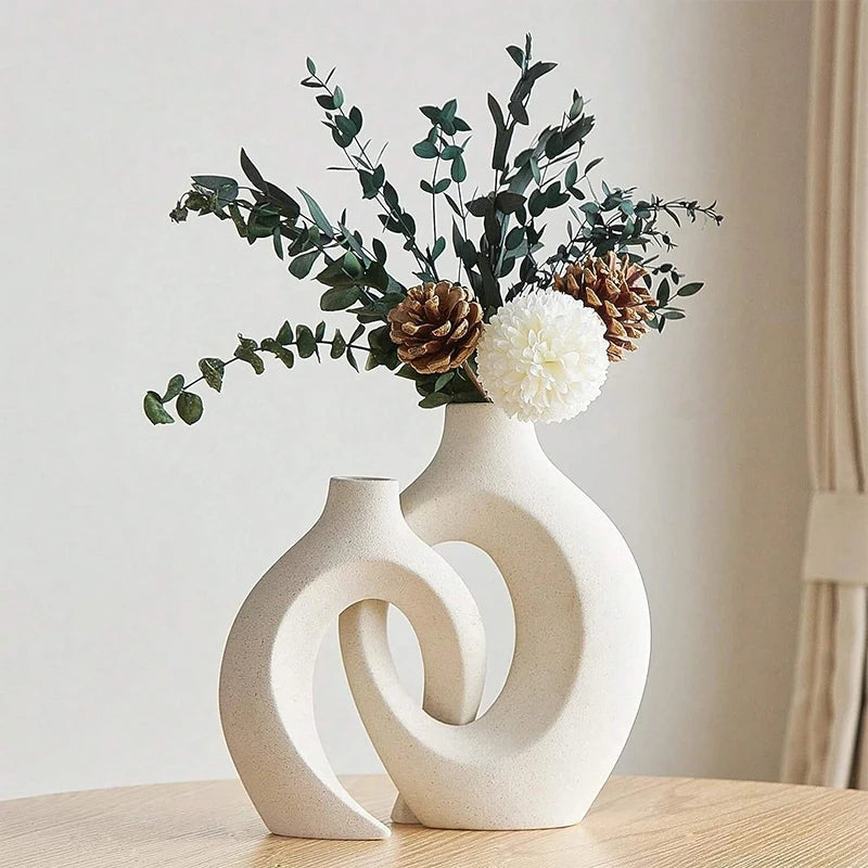 European Ceramic Vase Set Creative White Simple Home Decoration Living Room Entryway TV Cabinet Decoration