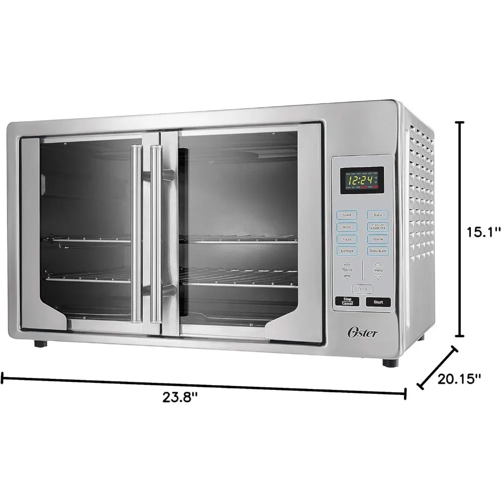 Convection Oven, 8-in-1 Countertop Toaster Oven, XL Fits 2 16" Pizzas, Stainless Steel French Door