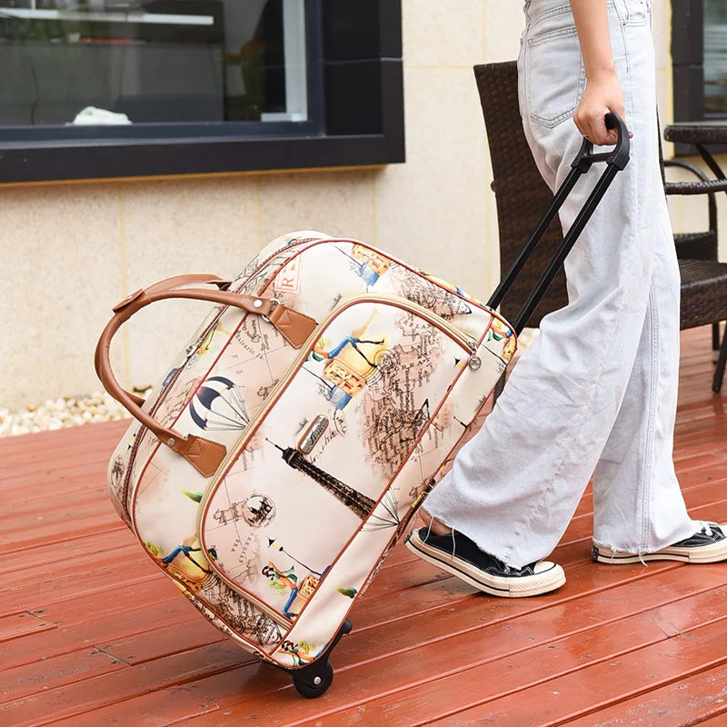 Large Capacity Women Travel Suitcase Trolley Bags Wheeled Bag Oxford Waterproof Rolling Luggage Travel Bag With Wheels