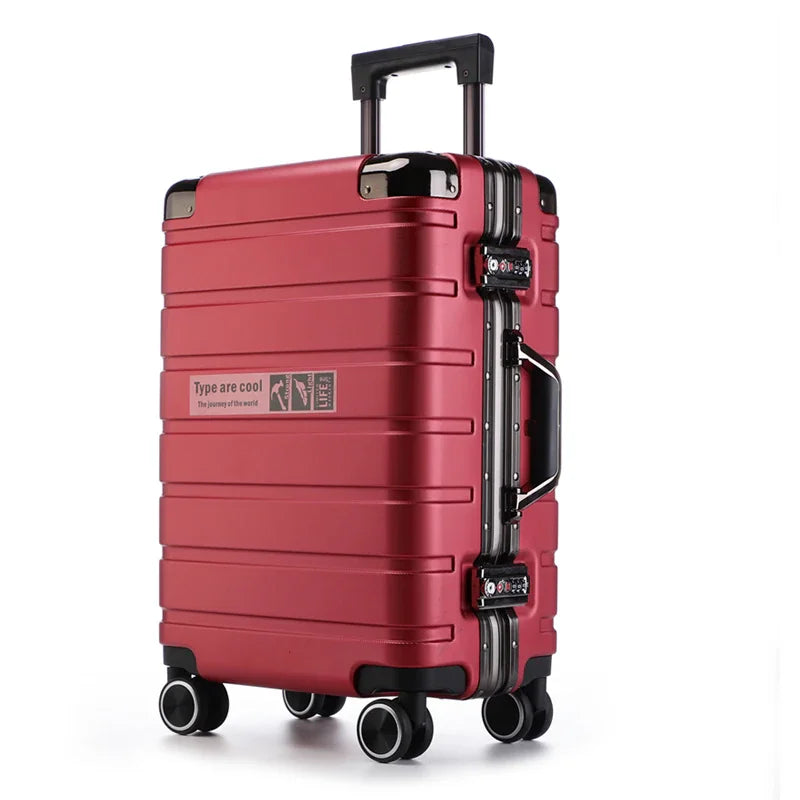 Aluminum Frame Rolling Luggage Neutral Both Men Women Travel Suitcase Universal Wheel Password Boarding Suitcase