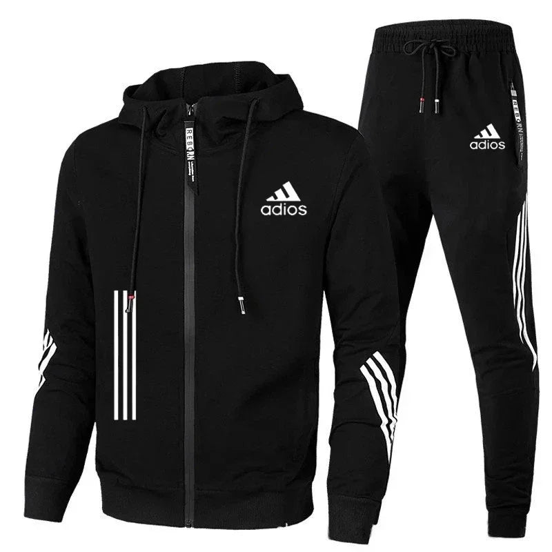 New Brand Print Tracksuit Men 2 Piece Set Hoodie and Pants Casual Sportswear Gym Clothing Jogging Men's Suits Black Red