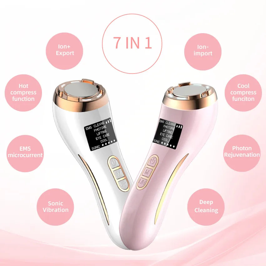 Face Massager 3 Color Light Radio Frequency Facial Machine Anti-Aging Skin Tightening Rejuvenation Skin Care Tool with EMS